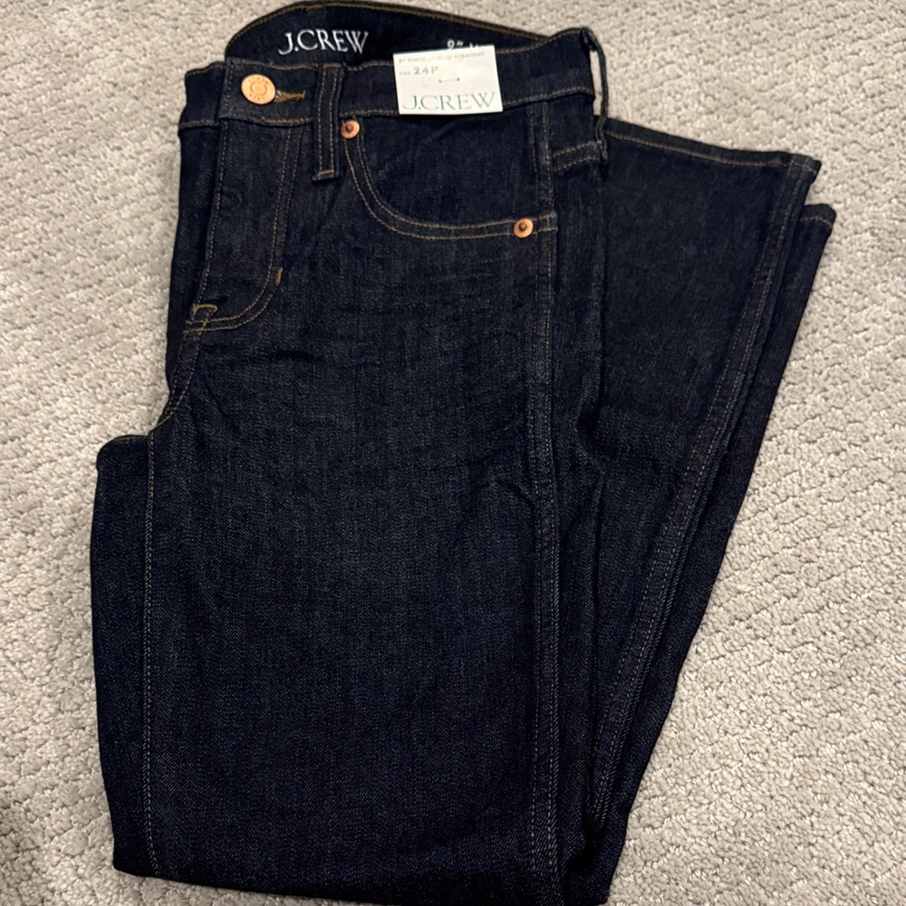 J. Crew Women's Dark Blue 9” Vintage Slim Straight Leg Jeans